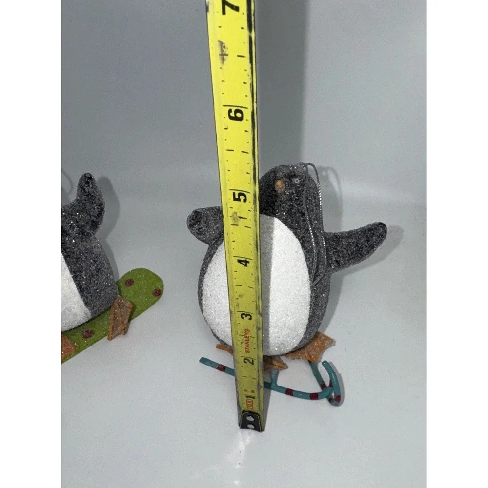 Christmas/Winter Skiing Penguin All glittered up 4 1/2 inches  Ornaments Ceramic